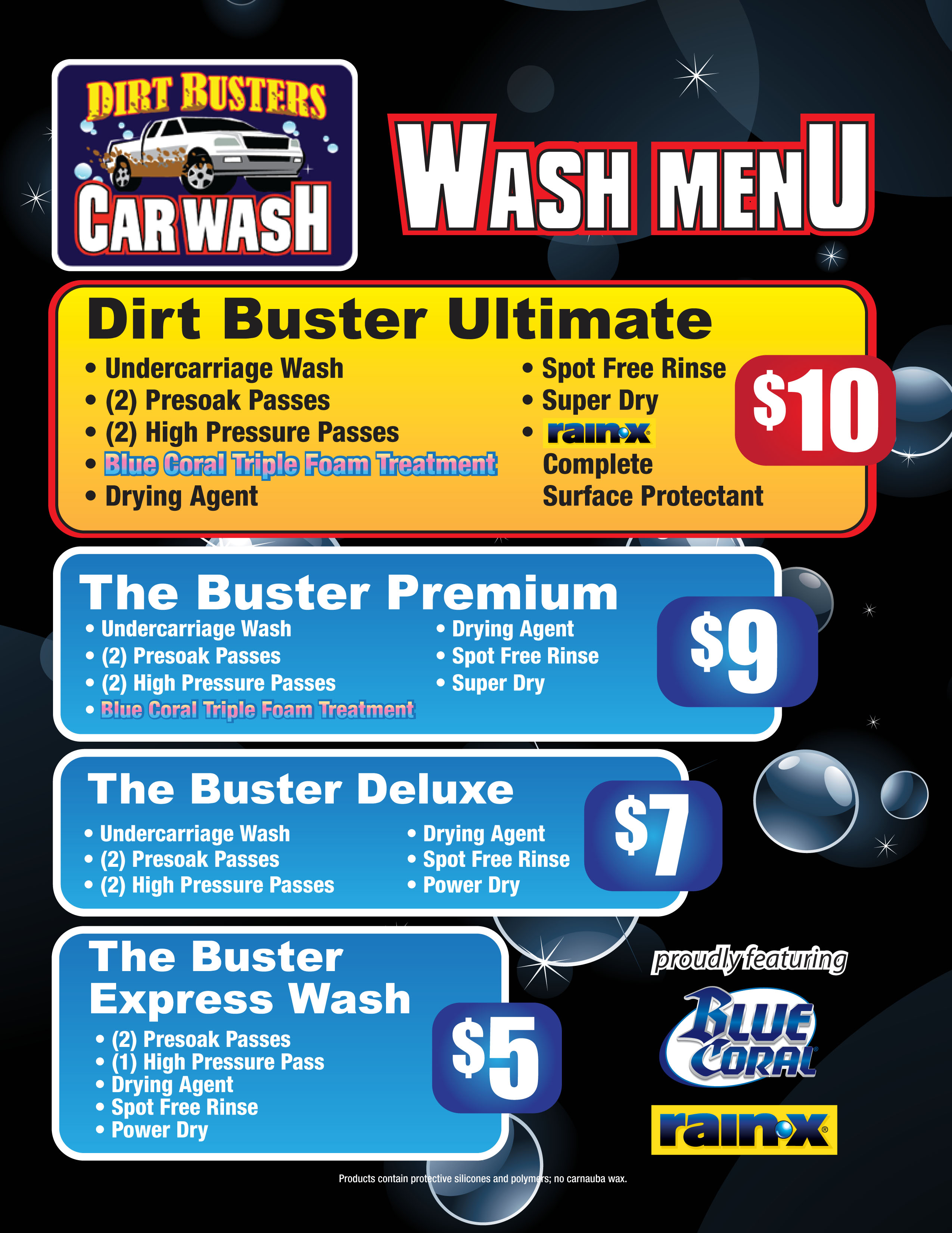 Wash Menu